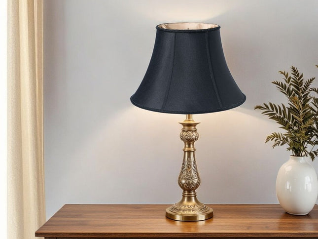 Black Shantung Silk Oval Lamp Shade