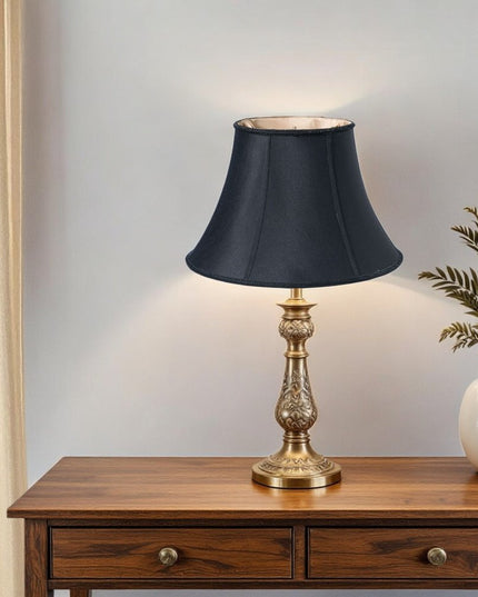 Black Shantung Silk Oval Lamp Shade