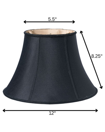 Black Shantung Silk Oval Lamp Shade