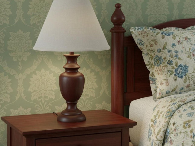 Off White Linen Print Cone Lamp Shade