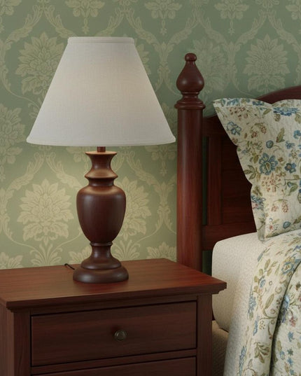 Off White Linen Print Cone Lamp Shade