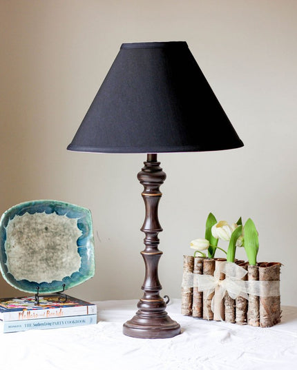 Black Shantung Silk Cone Lamp Shade