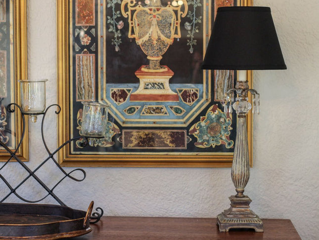 Black Shantung Silk Empire Lamp Shade