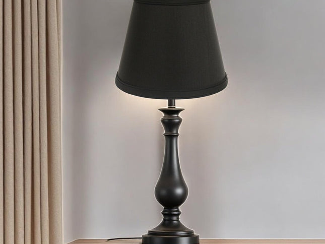 Black Shantung Silk Empire Lamp Shade