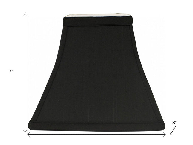 Black Shantung Silk Print Square Lamp Shade
