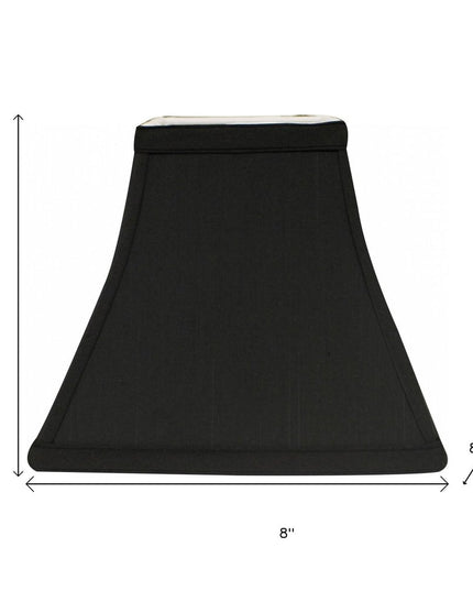 Black Shantung Silk Print Square Lamp Shade