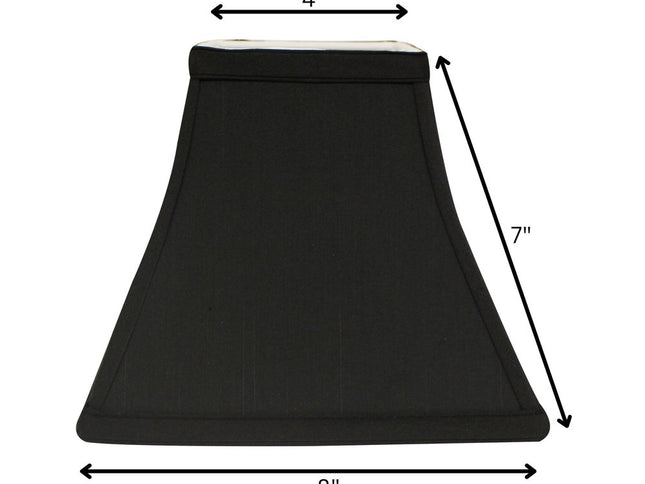 Black Shantung Silk Print Square Lamp Shade