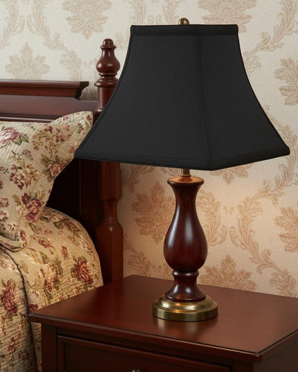 Black Shantung Silk Square Lamp Shade