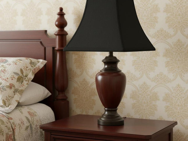 Black And White Shantung Silk Square Lamp Shade