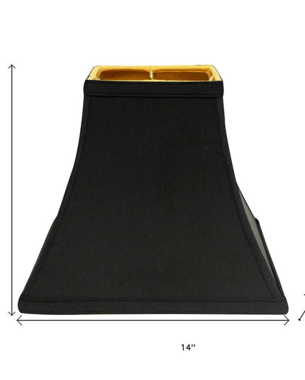 Black Shantung Silk Square Lamp Shade