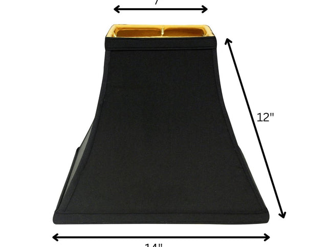 Black Shantung Silk Square Lamp Shade