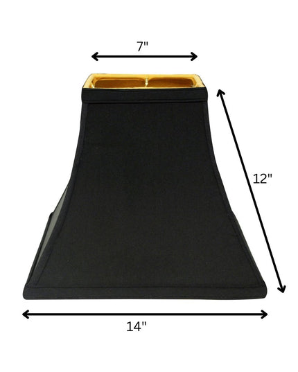 Black Shantung Silk Square Lamp Shade