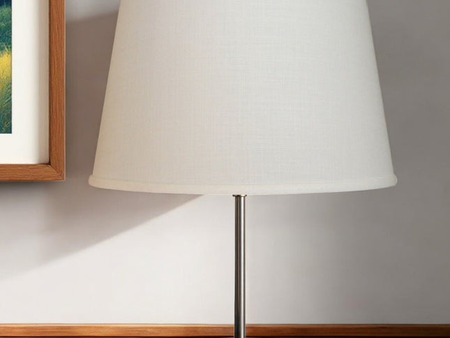 16" White Rounded Empire Slanted Linen Lampshade