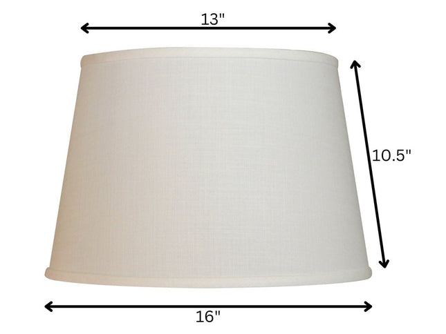 16" White Rounded Empire Slanted Linen Lampshade