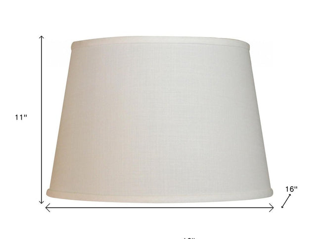 16" White Rounded Empire Slanted Linen Lampshade