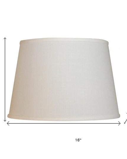 16" White Rounded Empire Slanted Linen Lampshade