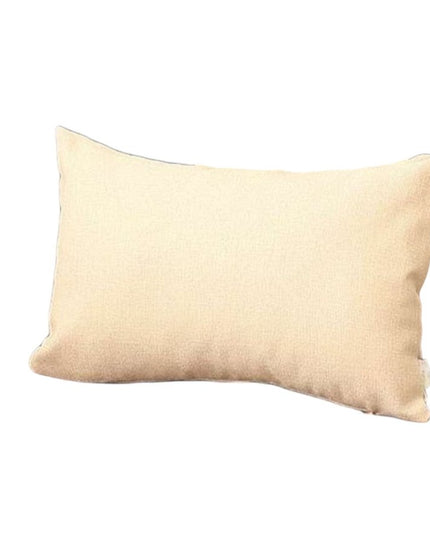 Set of Two 12" X 20" Ivory Fabric Lumbar Throw Pillows