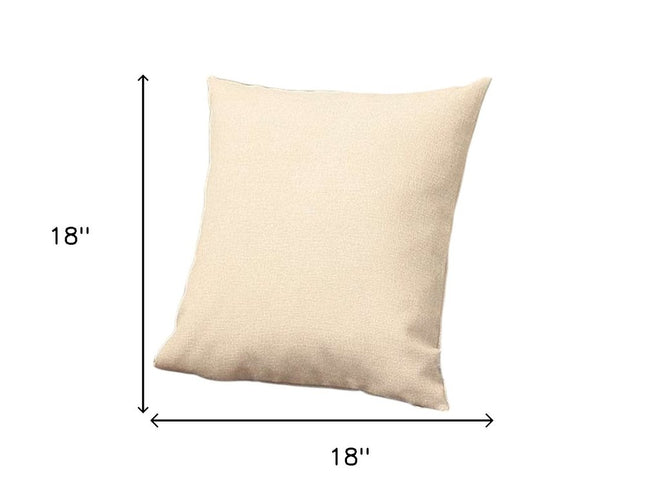 Set of Two 18" Ivory Fabric Throw Pillows