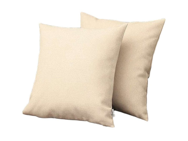 Set of Two 18" Ivory Fabric Throw Pillows