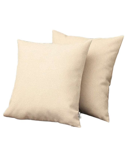 Set of Two 18" Ivory Fabric Throw Pillows