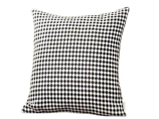 Set of Two 18" Black and White Houndstooth Fabric Throw Pillows