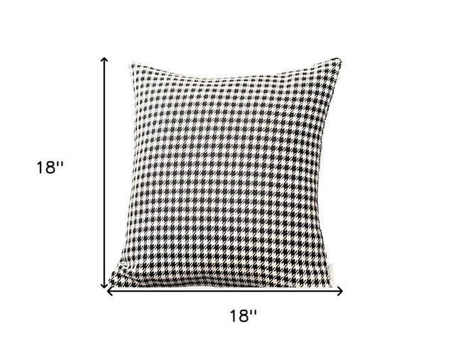 Set of Two 18" Black and White Houndstooth Fabric Throw Pillows
