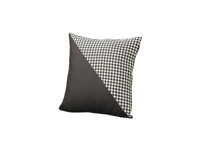 Set Of Two 18" X 18" Black And White Houndstooth Zippered Handmade Polyester Throw Pillow