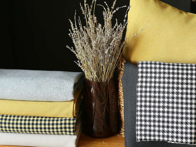 Set Of Two 20" X 12" Black And Yellow Geometric Zippered Handmade Polyester Lumbar Pillow