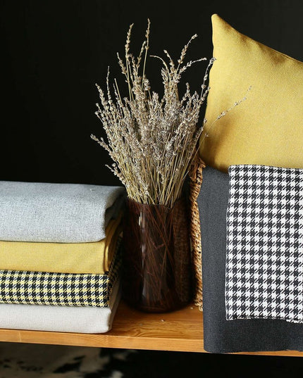 Set Of Two 20" X 12" Black And Yellow Geometric Zippered Handmade Polyester Lumbar Pillow