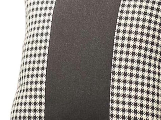 Set Of Two 18" X 18" White And Black Houndstooth Zippered Handmade Polyester Throw Pillow