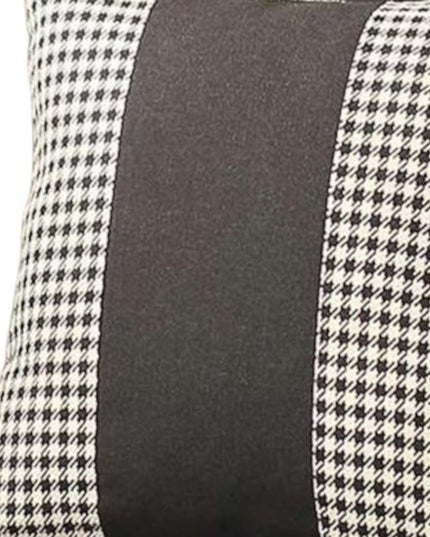 Set Of Two 18" X 18" White And Black Houndstooth Zippered Handmade Polyester Throw Pillow