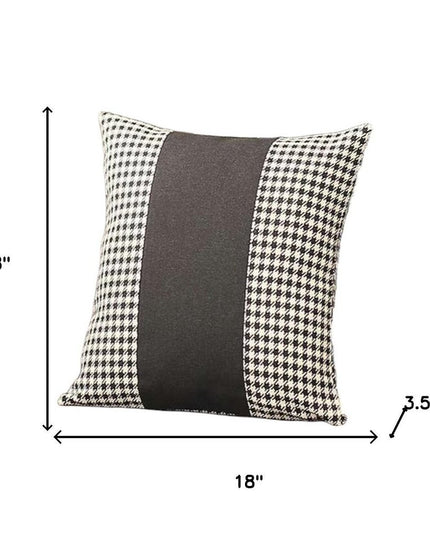 Set Of Two 18" X 18" White And Black Houndstooth Zippered Handmade Polyester Throw Pillow
