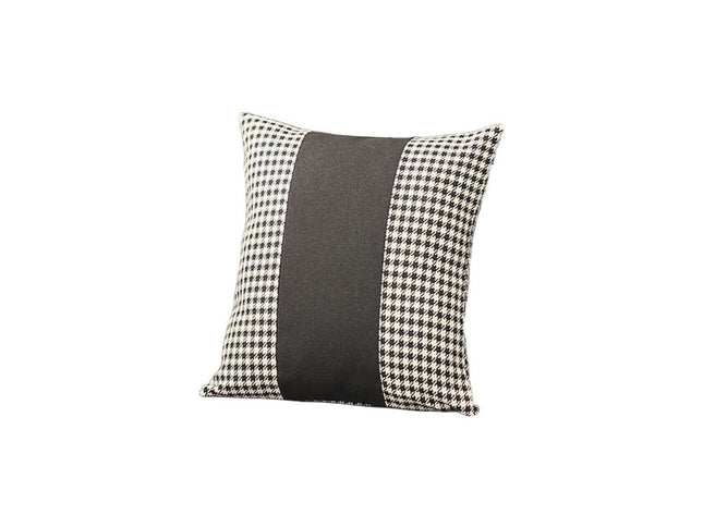 Set Of Two 18" X 18" White And Black Houndstooth Zippered Handmade Polyester Throw Pillow