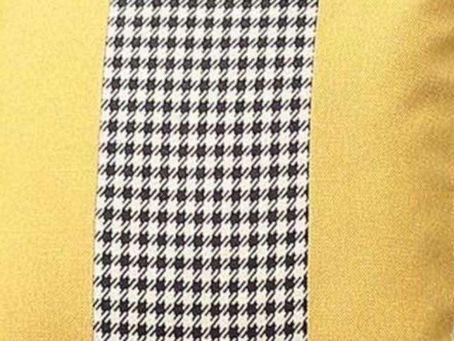 Set of Two 18" Yellow Black and White Houndstooth Fabric Throw Pillows