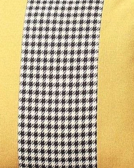 Set of Two 18" Yellow Black and White Houndstooth Fabric Throw Pillows