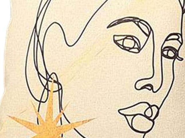 Set of Two 18" Beige and Black Throw Pillow