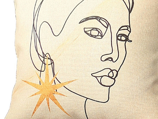 Set of Two 18" Beige and Black Throw Pillow