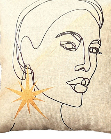 Set of Two 18" Beige and Black Throw Pillow