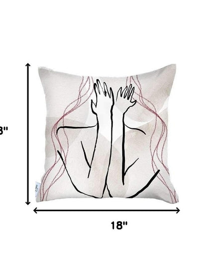 Set of Two 18" X 18" Gray and Black Abstract Polyester Zippered Pillow