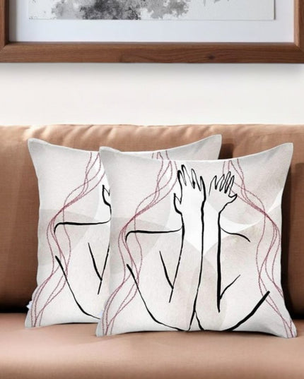 Set of Two 18" X 18" Gray and Black Abstract Polyester Zippered Pillow