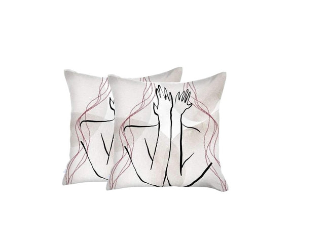 Set of Two 18" X 18" Gray and Black Abstract Polyester Zippered Pillow