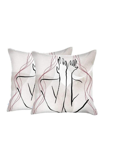 Set of Two 18" X 18" Gray and Black Abstract Polyester Zippered Pillow