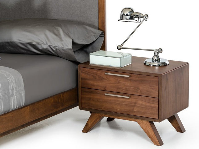 18" Wood and Solid Wood Two Drawer Nightstand