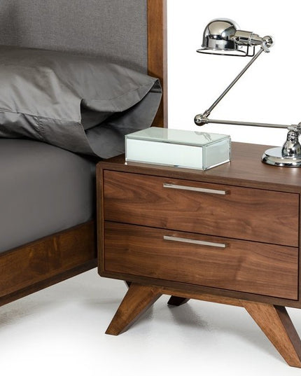 18" Wood and Solid Wood Two Drawer Nightstand