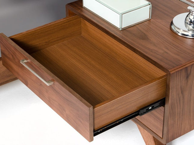 18" Wood and Solid Wood Two Drawer Nightstand