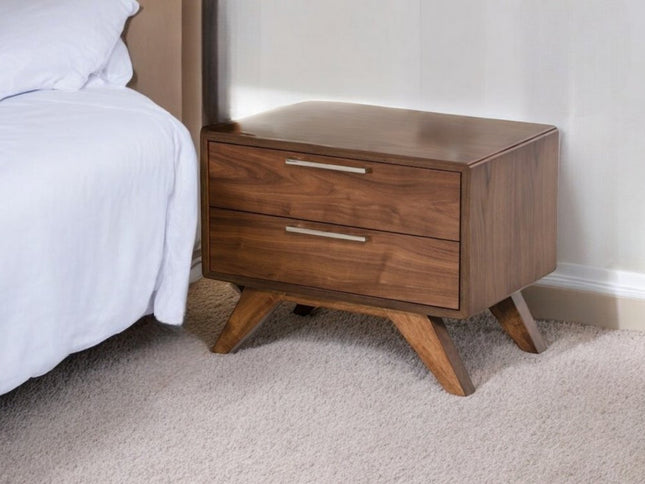 18" Wood and Solid Wood Two Drawer Nightstand