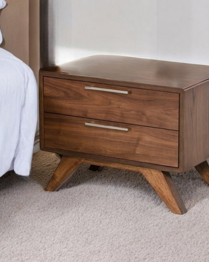 18" Wood and Solid Wood Two Drawer Nightstand