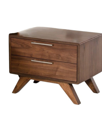 18" Wood and Solid Wood Two Drawer Nightstand