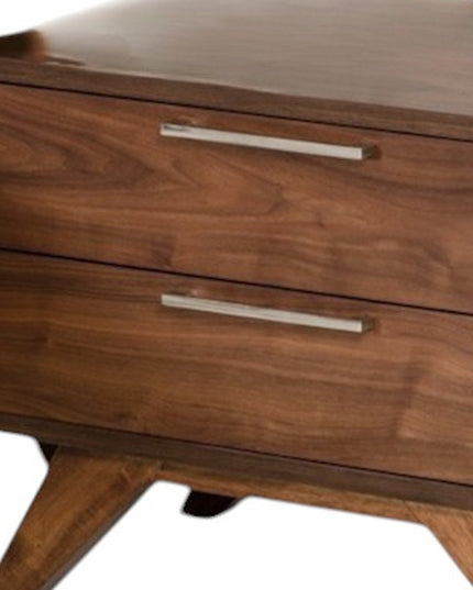 18" Wood and Solid Wood Two Drawer Nightstand