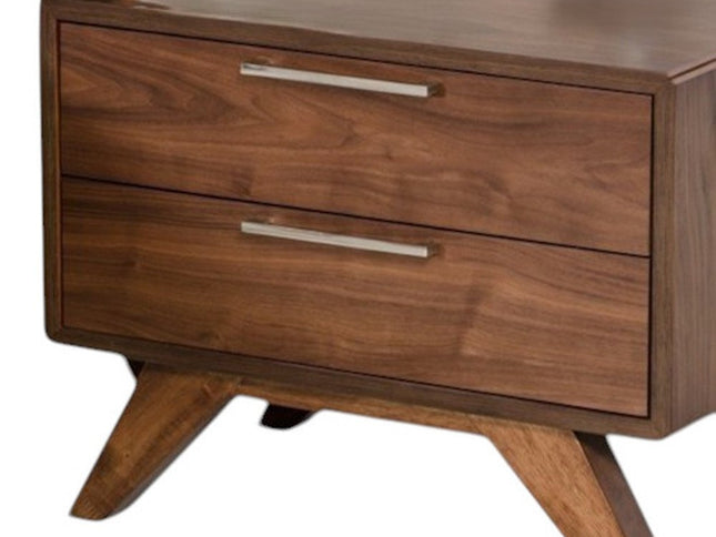 18" Wood and Solid Wood Two Drawer Nightstand